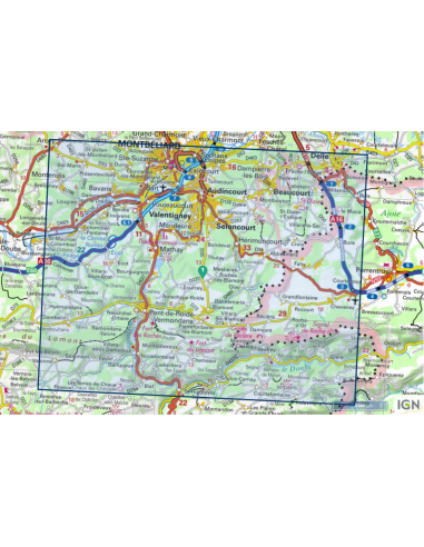 CARTE IGN 3622OT MONTBÉLIARD VALLÉE DU DOUBS