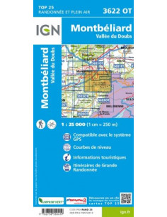 CARTE IGN 3622OT MONTBÉLIARD VALLÉE DU DOUBS 2