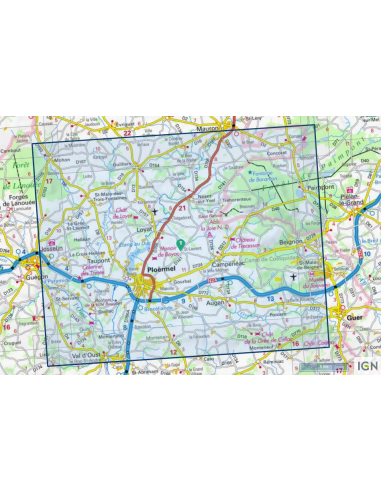 CARTE IGN 1019SB PLOËRMEL PAIMPONT