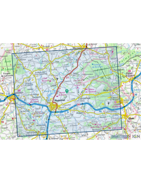 CARTE IGN 1019SB PLOËRMEL PAIMPONT