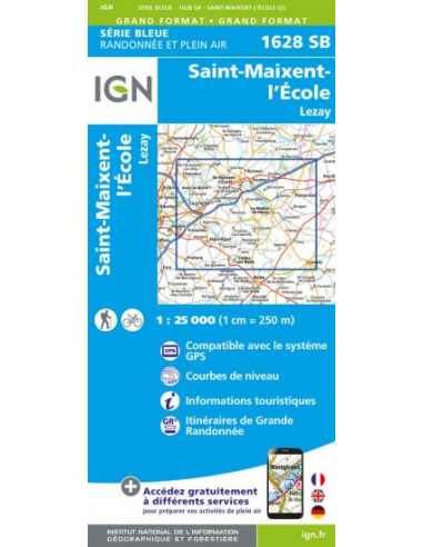 Carte IGN 1628SB - SAINT-MAIXENT-L'ECOLE LEZAY