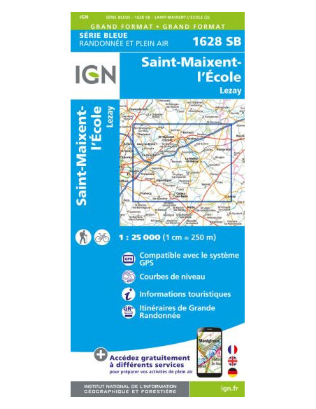 CARTE IGN 1628SB - SAINT-MAIXENT-L'ECOLE LEZAY