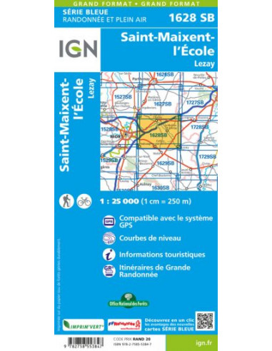 CARTE IGN 1628SB - SAINT-MAIXENT-L'ECOLE LEZAY