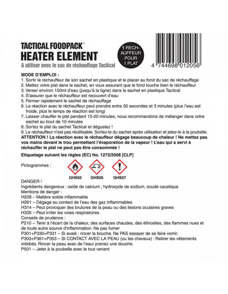 REACTIF CHAUFFANT SANS FLAMME TACTICAL HEATER ELEMENT
