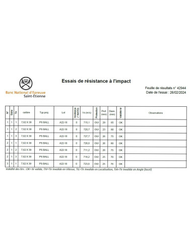 PLAQUE BALISTIQUE NIJ 3 STAND ALONE 25X30cm...