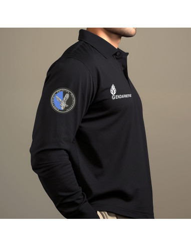 POLO GENDARMERIE MANCHE LONGUE COOLDRY NOIR