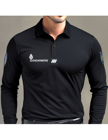 POLO GENDARMERIE MANCHE LONGUE COOLDRY NOIR