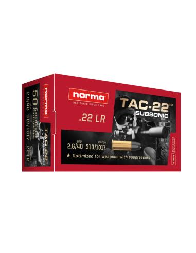 CARTOUCHES NORMA TAC-22 SUBSONIC HP Cal.22lr x50