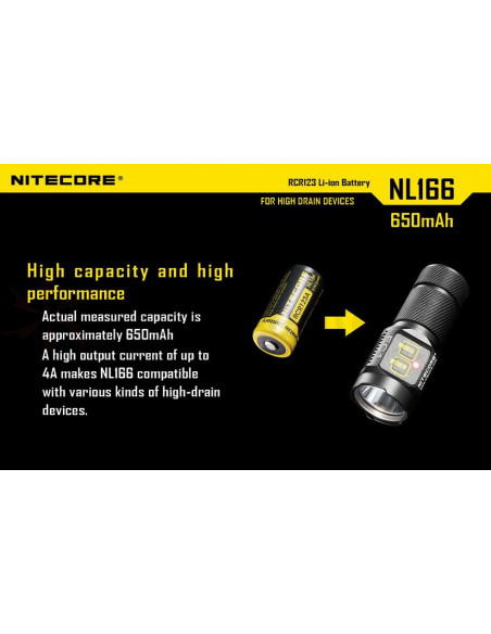 Accus li-ion CR123 rechargeable 650mAh 3.7V