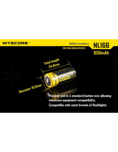 Accus li-ion CR123 rechargeable 650mAh 3.7V