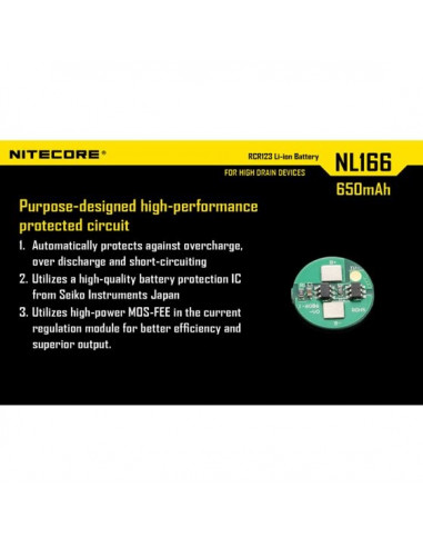 Accus li-ion CR123 rechargeable 650mAh 3.7V