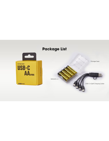 Pack 4x Piles Batteries (AA) NH24000