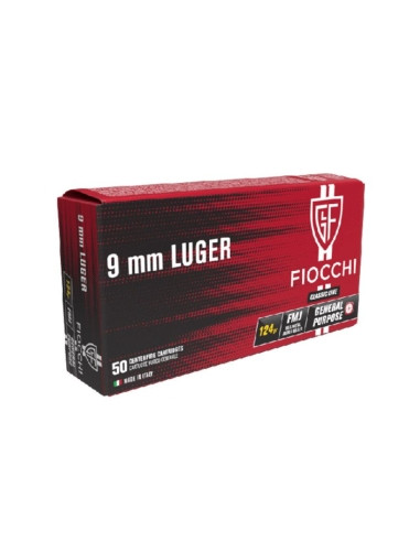 CARTOUCHES FIOCCHI 9x19 mm FMJ 124gr x50