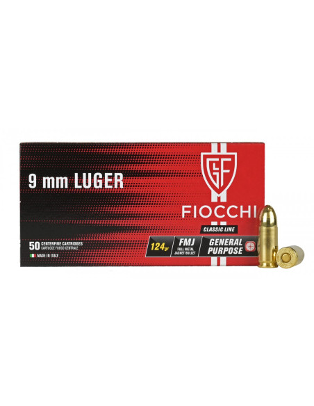 CARTOUCHES FIOCCHI 9x19 mm FMJ 124gr x50