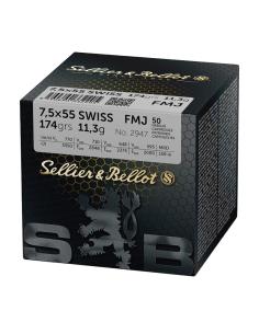 CARTOUCHES SB 7,5×55 SWISS FMJ x50 V341632+