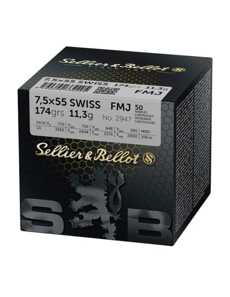 CARTOUCHES SB 7,5×55 SWISS FMJ x50 V341632+ CARTOUCHES SB 7,5×55 SWISS FMJ x50 V341632+
