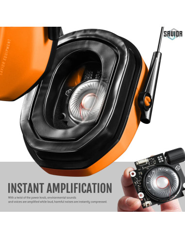 CASQUE APOLLO ANTI-BRUIT ELECTRONIQUE ORANGE