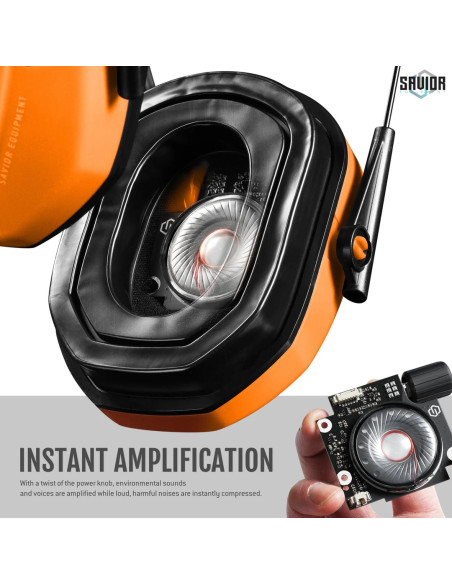 CASQUE APOLLO ANTI-BRUIT ELECTRONIQUE ORANGE