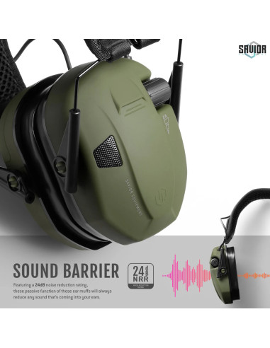 CASQUE APOLLO ANTI-BRUIT ELECTRONIQUE VERT OD