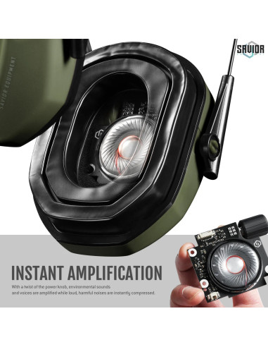 CASQUE APOLLO ANTI-BRUIT ELECTRONIQUE VERT OD