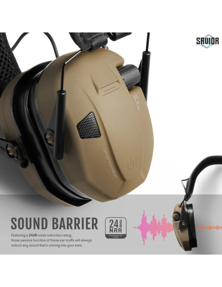 CASQUE APOLLO ANTI-BRUIT ELECTRONIQUE TAN