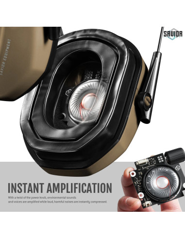 CASQUE APOLLO ANTI-BRUIT ELECTRONIQUE TAN