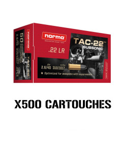 LOT 500 CARTOUCHES NORMA TAC-22 SUBSONIC HP Cal.22lr