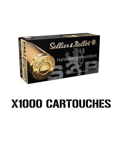 LOT DE 1000 CARTOUCHES SB 9x19 mm FMJ 124gr