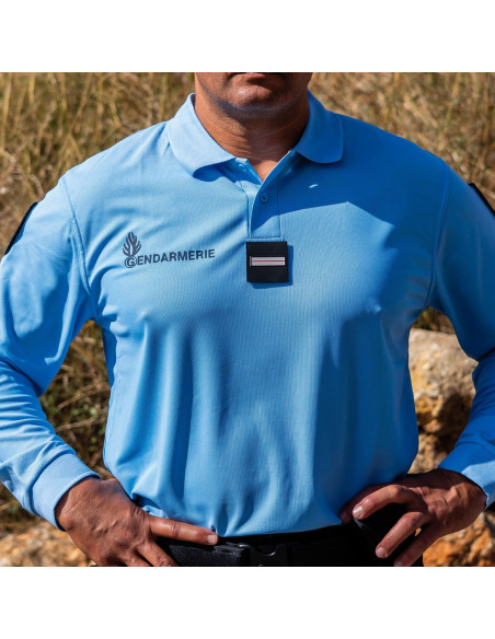 POLO GENDARMERIE MANCHE LONGUE COOLDRY BLEU
