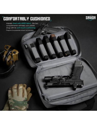 HOUSSE PISTOL CASE GRIS 2 ARMES