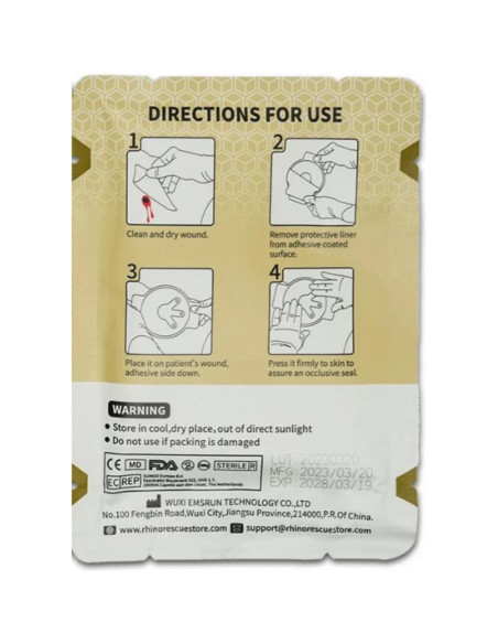 PANSEMENT THORACIQUE CHEST SEAL 3 VOIES + 1 OCCLUSIF