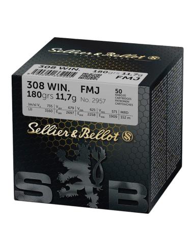 CARTOUCHES SB .308 WIN FMJ 180gr x50