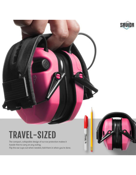 CASQUE APOLLO ANTI-BRUIT ELECTRONIQUE ROSE