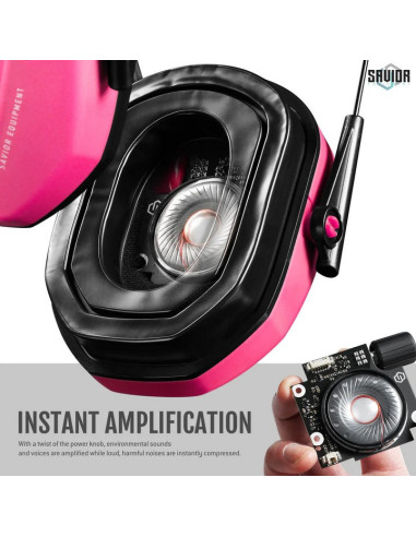 CASQUE APOLLO ANTI-BRUIT ELECTRONIQUE ROSE