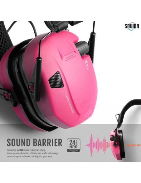 CASQUE APOLLO ANTI-BRUIT ELECTRONIQUE ROSE