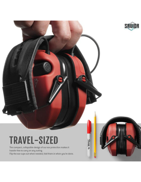 CASQUE APOLLO ANTI-BRUIT ELECTRONIQUE ROUGE