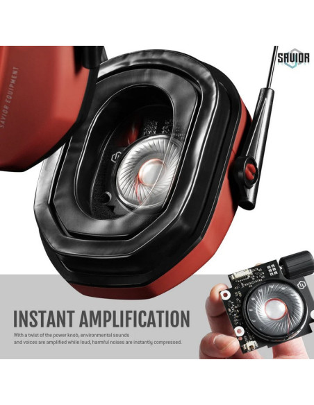 CASQUE APOLLO ANTI-BRUIT ELECTRONIQUE ROUGE