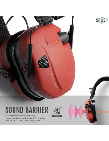 CASQUE APOLLO ANTI-BRUIT ELECTRONIQUE ROUGE