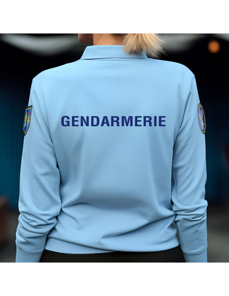 POLO GENDARMERIE BLEU FEMME MANCHES LONGUES COOLDRY