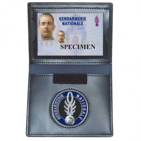 Porte carte gendarmerie 3 volets en cuir emplacement cb et carte id