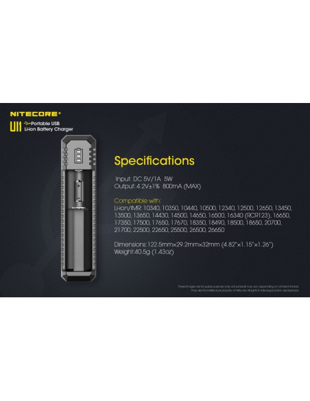 Chargeur Ui1 USB pour batterie Li-ion / IMR