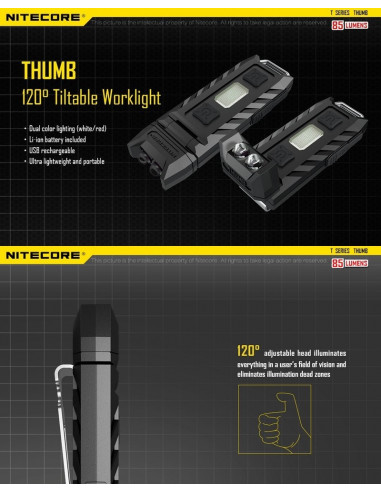 Lampe THUMB 85Lumens balisage Rouge