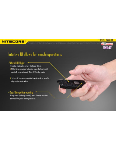 Lampe THUMB 85Lumens balisage Rouge