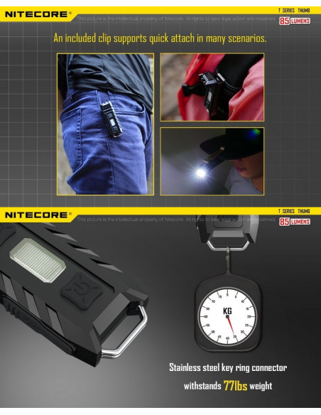 Lampe THUMB 85Lumens balisage Rouge