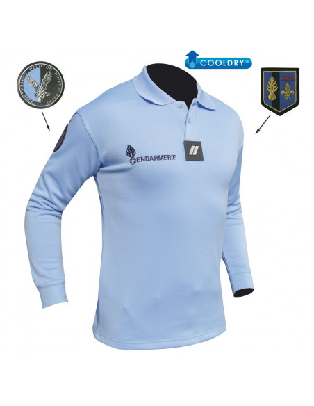 POLO GENDARMERIE MANCHE LONGUE COOLDRY BLEU