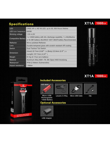 Lampe compact XT1A - 1000 lumens